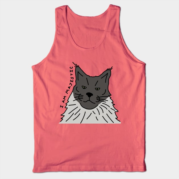 Majestic Animals Grey Maine Coon Cat Tank Top by ellenhenryart